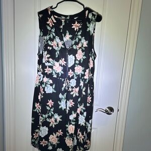 torrid Black Sleeveless Floral Midi Dress - Pink & Green Accents
